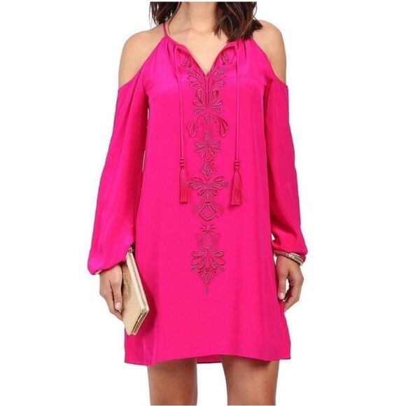 LILLY PULITZER | Fulton Magenta Pink Silk Tunic Dress Beaded Women’s Size Small - Picture 12 of 13